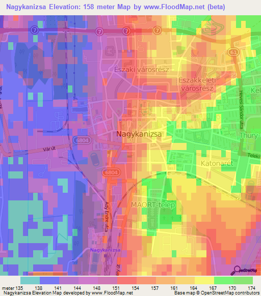 Nagykanizsa,Hungary Elevation Map