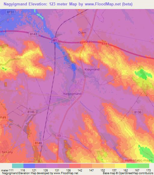 Nagyigmand,Hungary Elevation Map