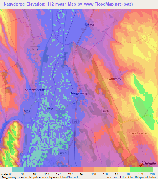 Nagydorog,Hungary Elevation Map