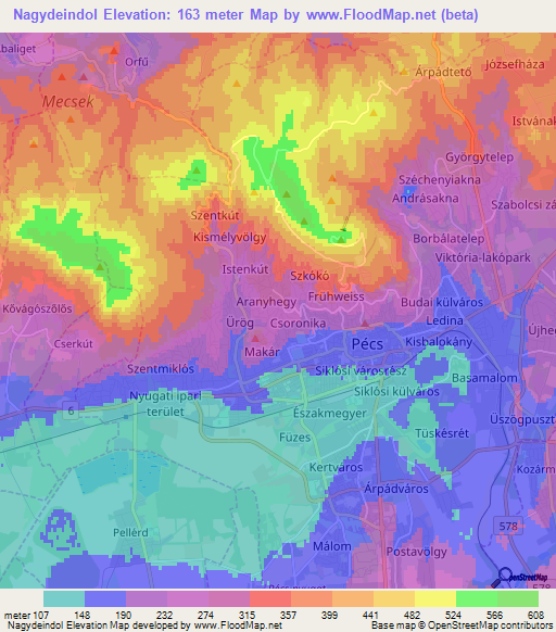 Nagydeindol,Hungary Elevation Map