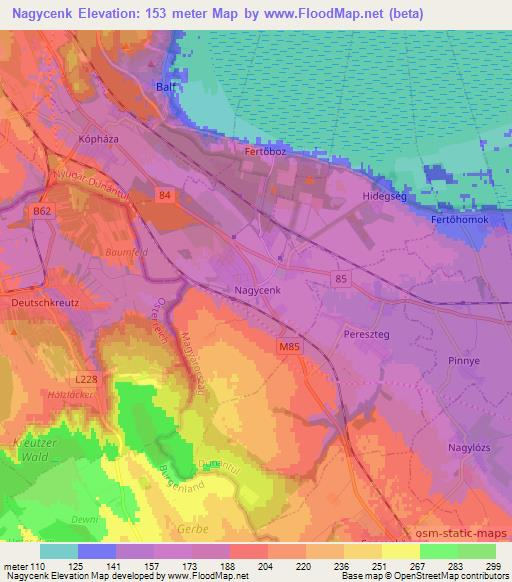 Nagycenk,Hungary Elevation Map