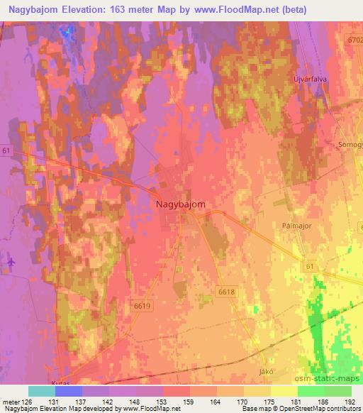 Nagybajom,Hungary Elevation Map