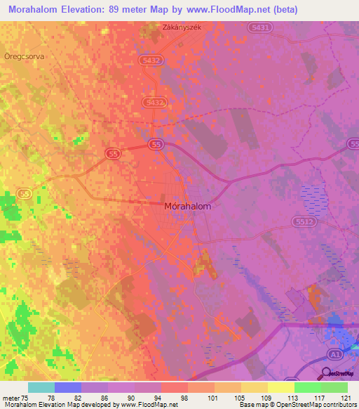 Morahalom,Hungary Elevation Map