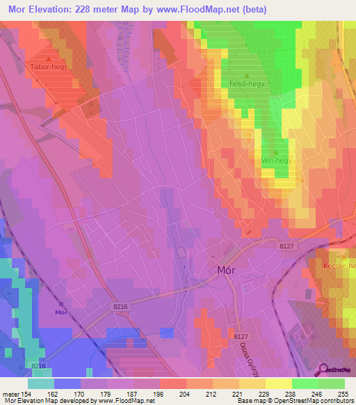 Mor,Hungary Elevation Map