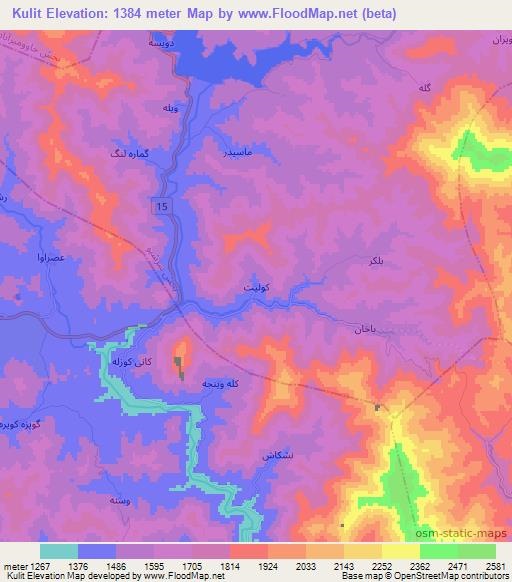 Kulit,Iran Elevation Map
