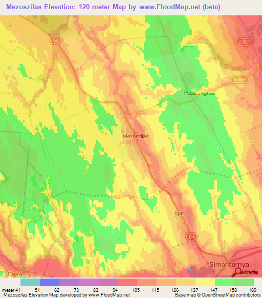 Mezoszilas,Hungary Elevation Map