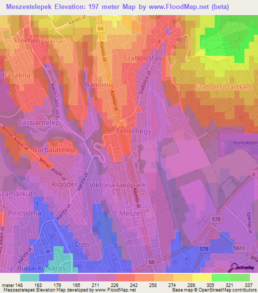 Meszestelepek,Hungary Elevation Map