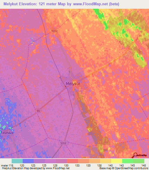 Melykut,Hungary Elevation Map