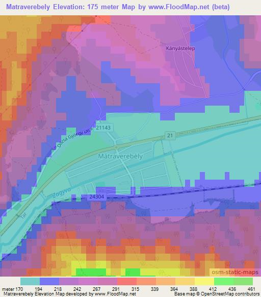 Matraverebely,Hungary Elevation Map