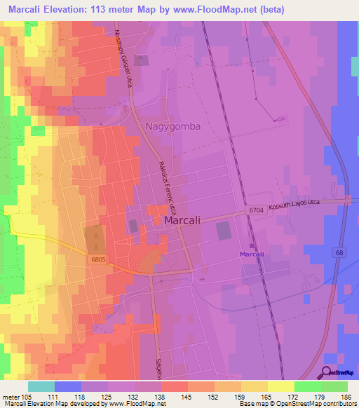 Marcali,Hungary Elevation Map