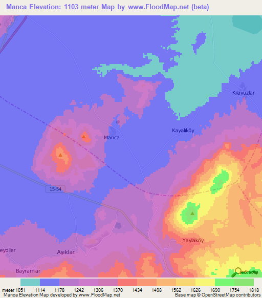 Manca,Turkey Elevation Map