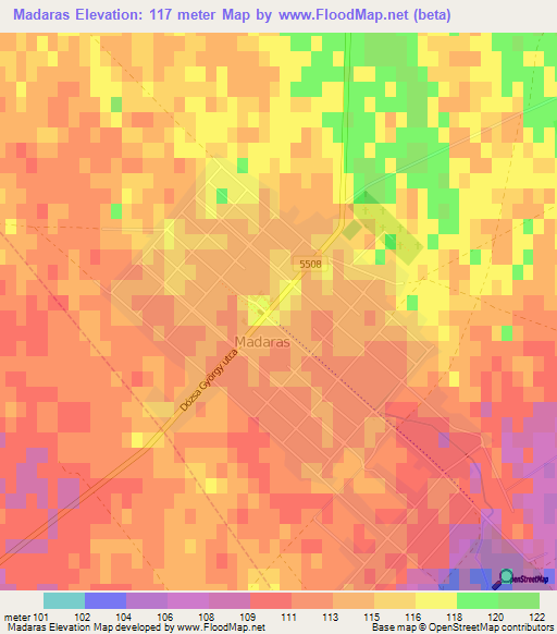 Madaras,Hungary Elevation Map