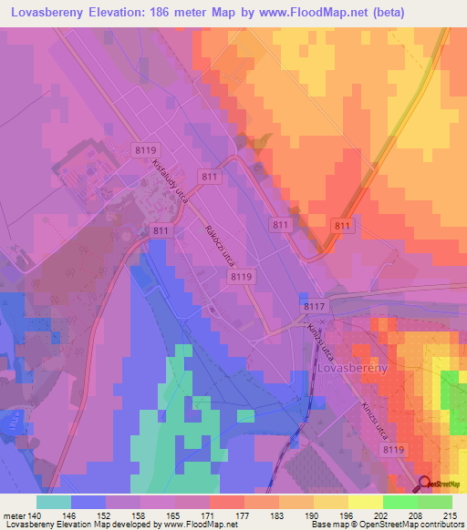 Lovasbereny,Hungary Elevation Map