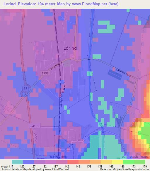 Lorinci,Hungary Elevation Map