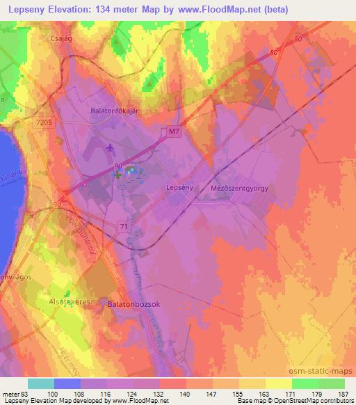 Lepseny,Hungary Elevation Map