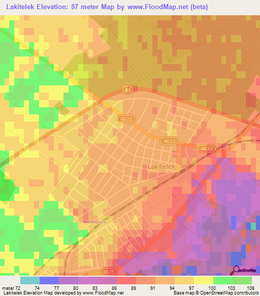 Lakitelek,Hungary Elevation Map