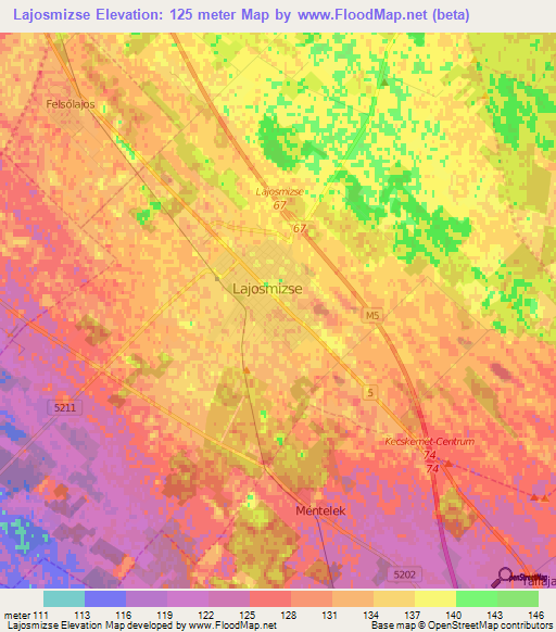 Lajosmizse,Hungary Elevation Map