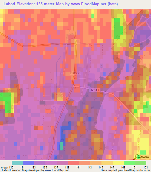 Labod,Hungary Elevation Map