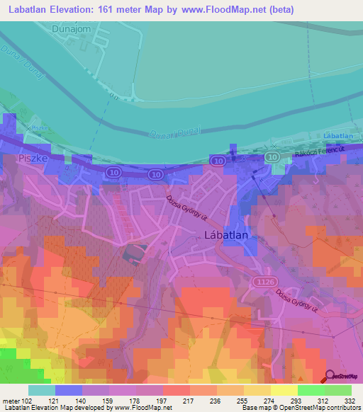Labatlan,Hungary Elevation Map