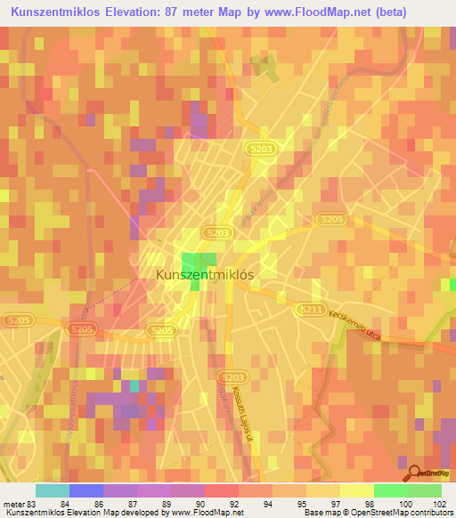 Kunszentmiklos,Hungary Elevation Map