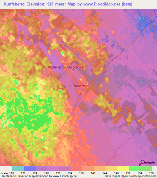 Kunfeherto,Hungary Elevation Map