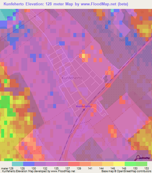Kunfeherto,Hungary Elevation Map
