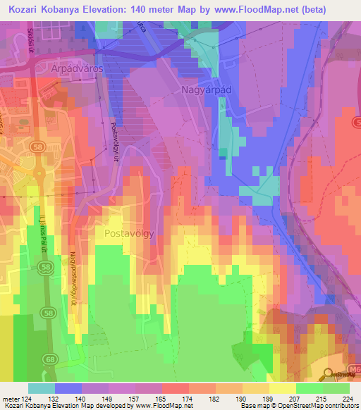 Kozari Kobanya,Hungary Elevation Map