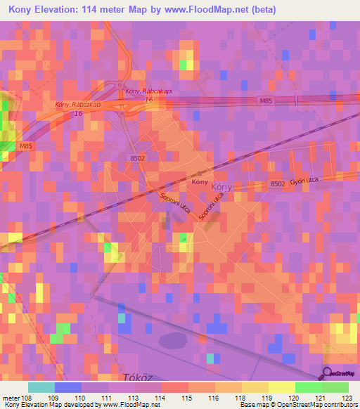 Kony,Hungary Elevation Map