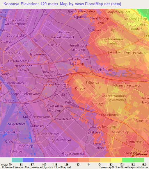Kobanya,Hungary Elevation Map