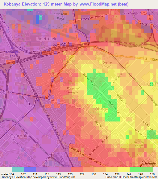 Kobanya,Hungary Elevation Map