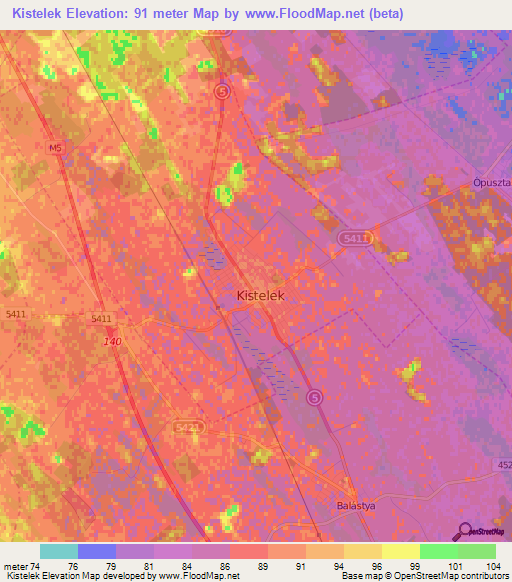 Kistelek,Hungary Elevation Map