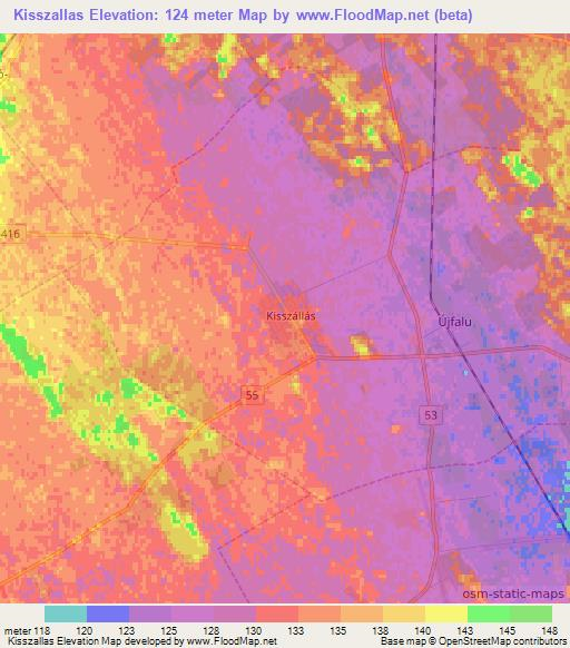 Kisszallas,Hungary Elevation Map