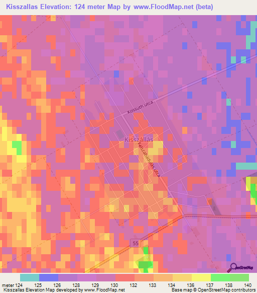 Kisszallas,Hungary Elevation Map