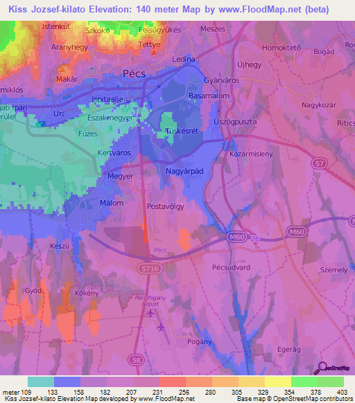 Kiss Jozsef-kilato,Hungary Elevation Map
