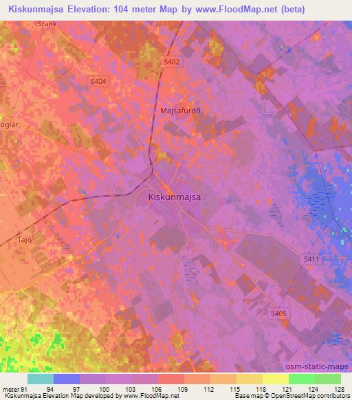 Kiskunmajsa,Hungary Elevation Map