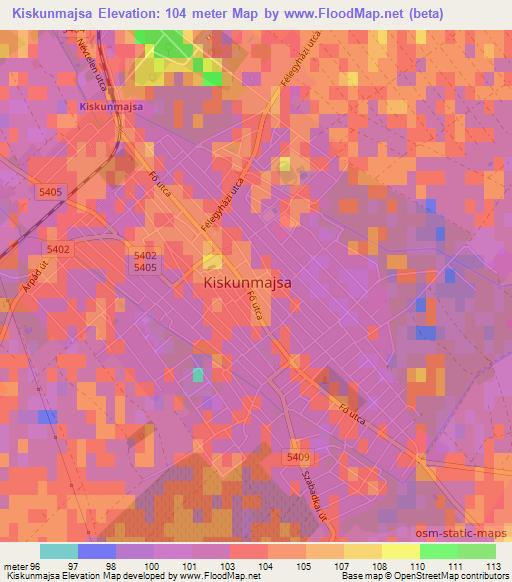 Kiskunmajsa,Hungary Elevation Map