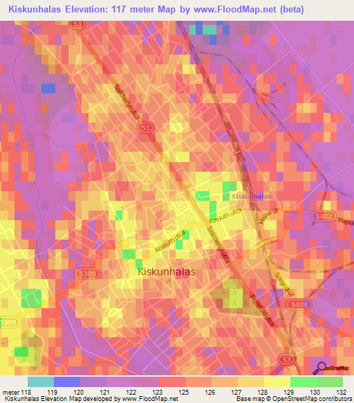 Kiskunhalas,Hungary Elevation Map