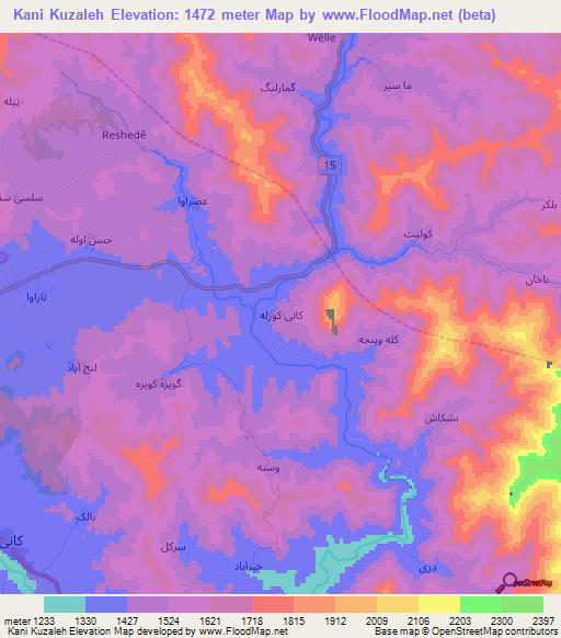 Kani Kuzaleh,Iran Elevation Map
