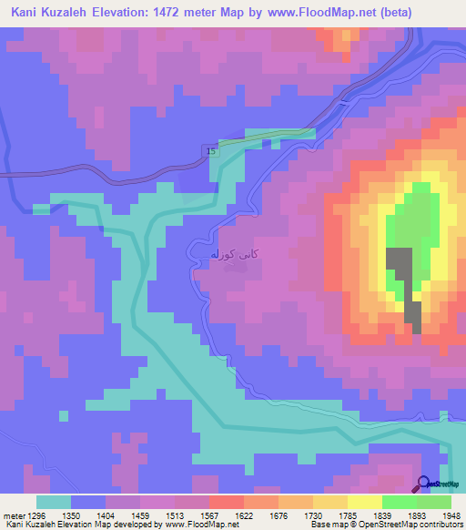 Kani Kuzaleh,Iran Elevation Map