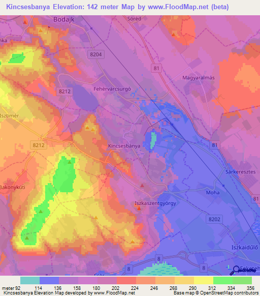 Kincsesbanya,Hungary Elevation Map
