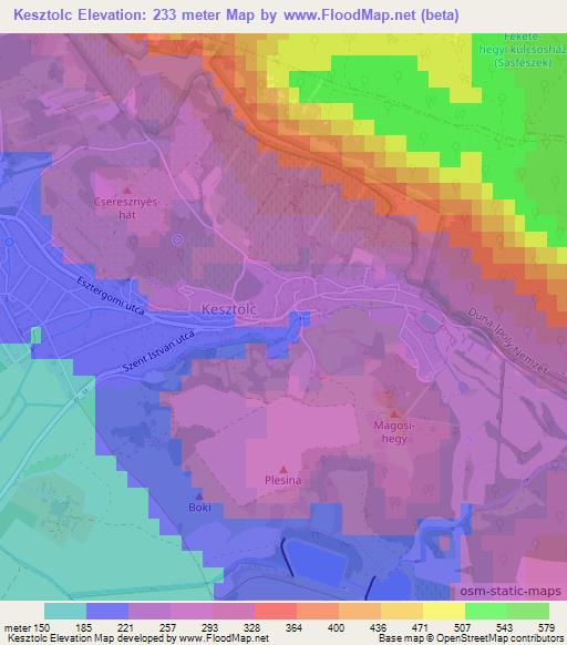 Kesztolc,Hungary Elevation Map