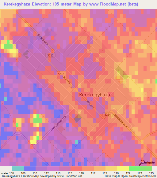 Kerekegyhaza,Hungary Elevation Map