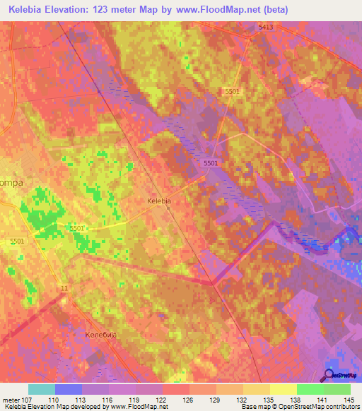 Kelebia,Hungary Elevation Map