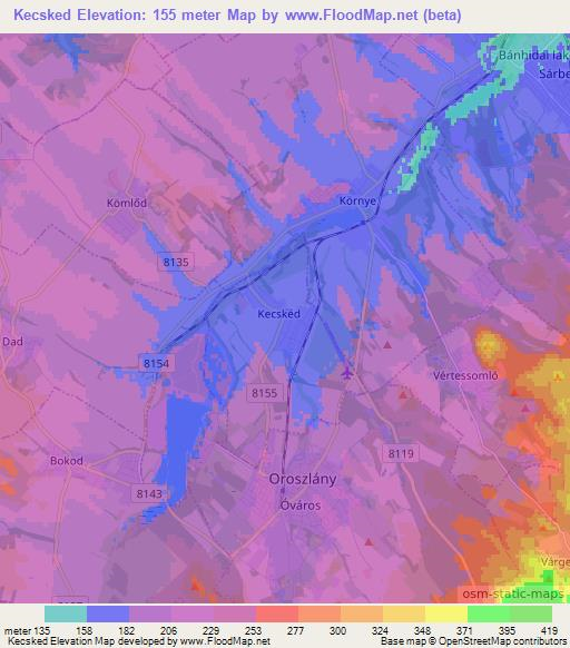 Kecsked,Hungary Elevation Map