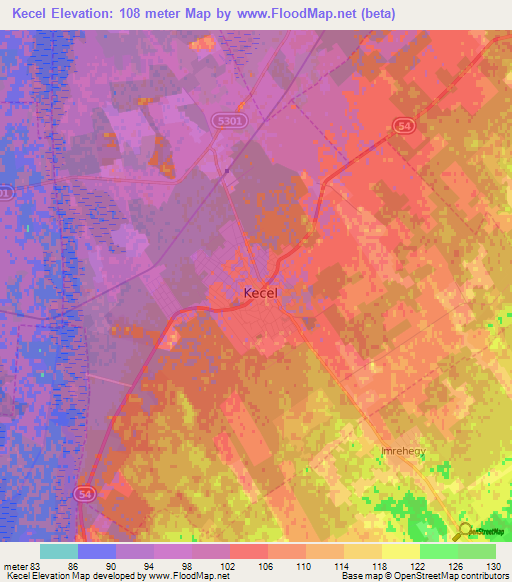 Kecel,Hungary Elevation Map