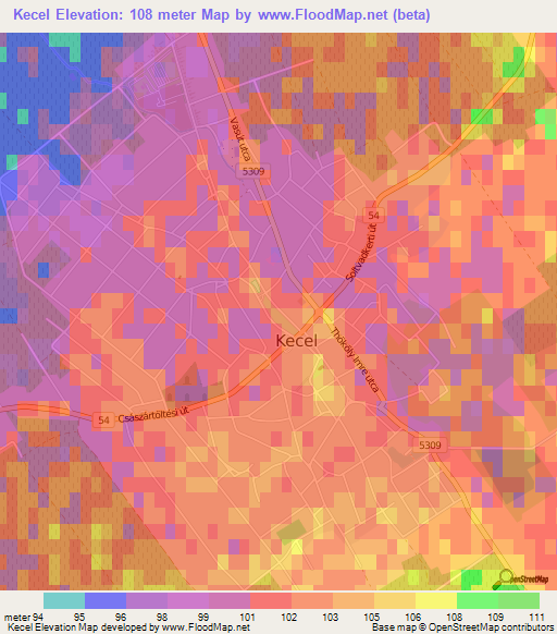 Kecel,Hungary Elevation Map