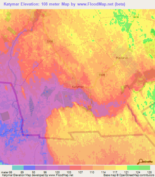 Katymar,Hungary Elevation Map