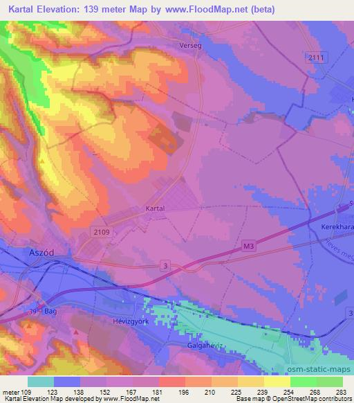 Kartal,Hungary Elevation Map