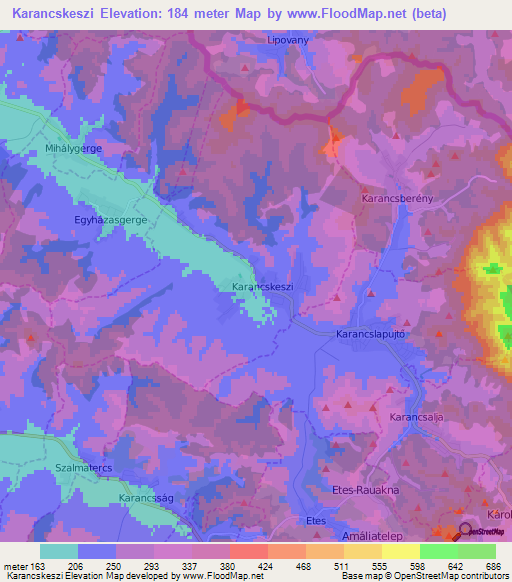 Karancskeszi,Hungary Elevation Map