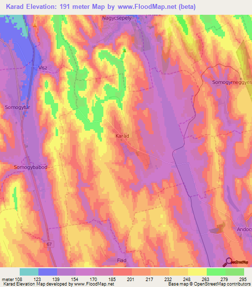 Karad,Hungary Elevation Map